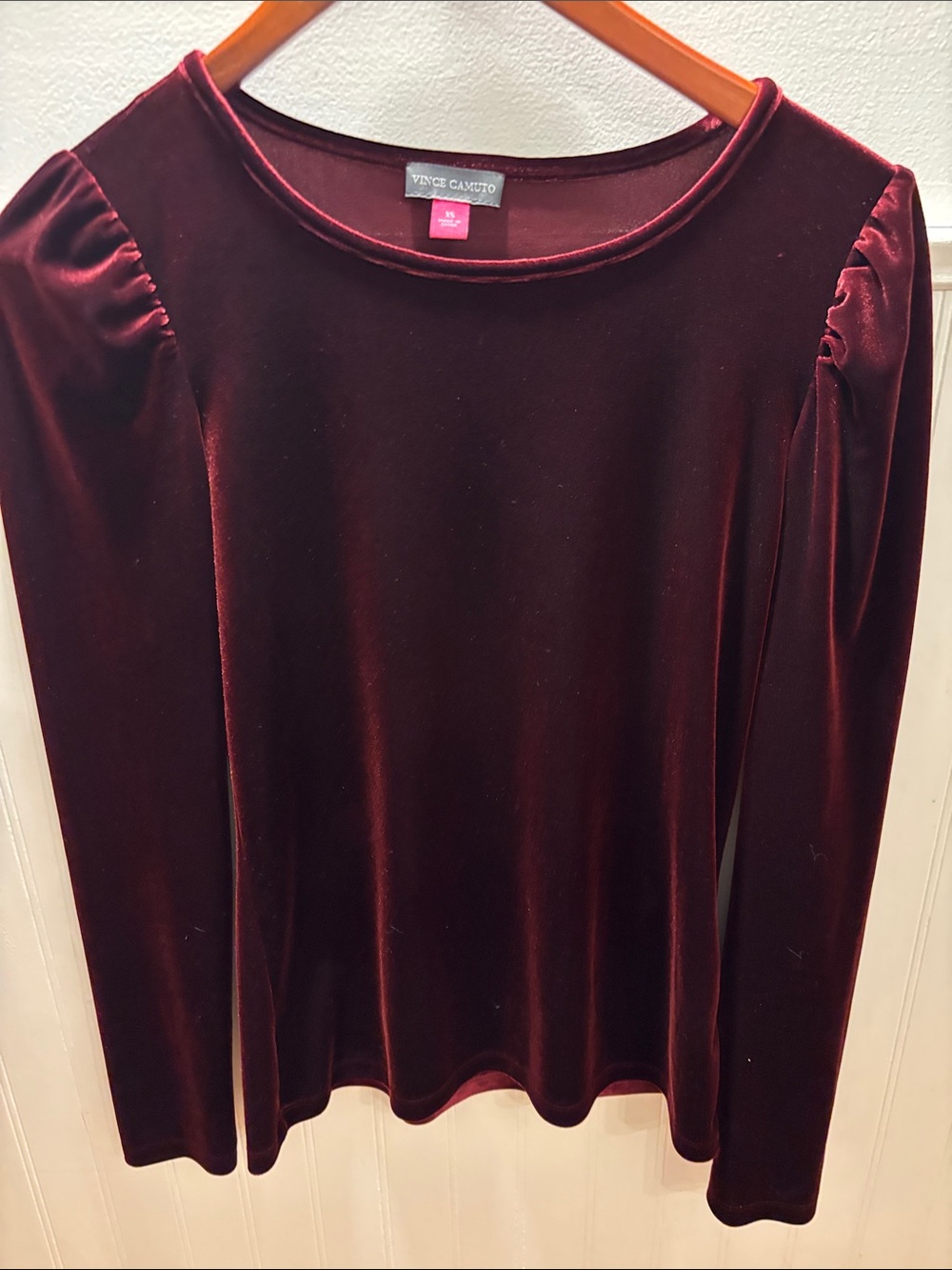 Vince Camuto Deep Burgundy Velvet Long-Sleeve Top